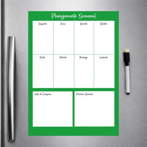 Planner Magnético Semanal para Geladeira com Caneta