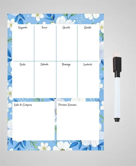 Planner Magnético Semanal para Geladeira com Caneta