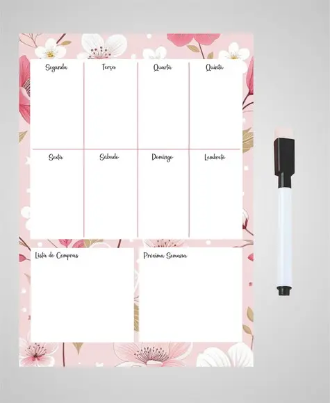 Planner Magnético Semanal para Geladeira com Caneta