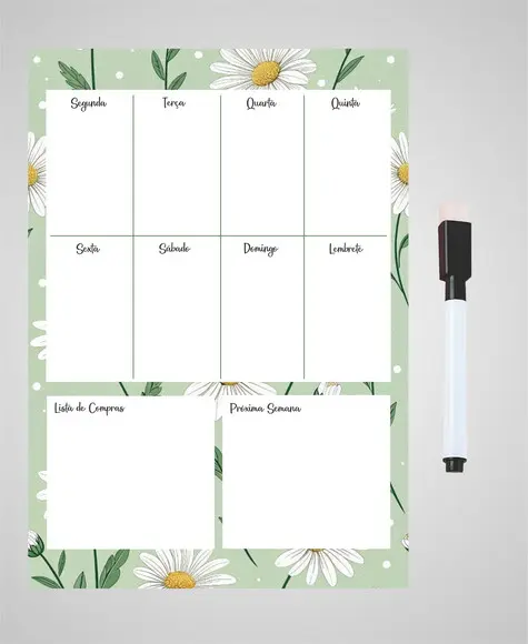 Planner Magnético Semanal para Geladeira com Caneta