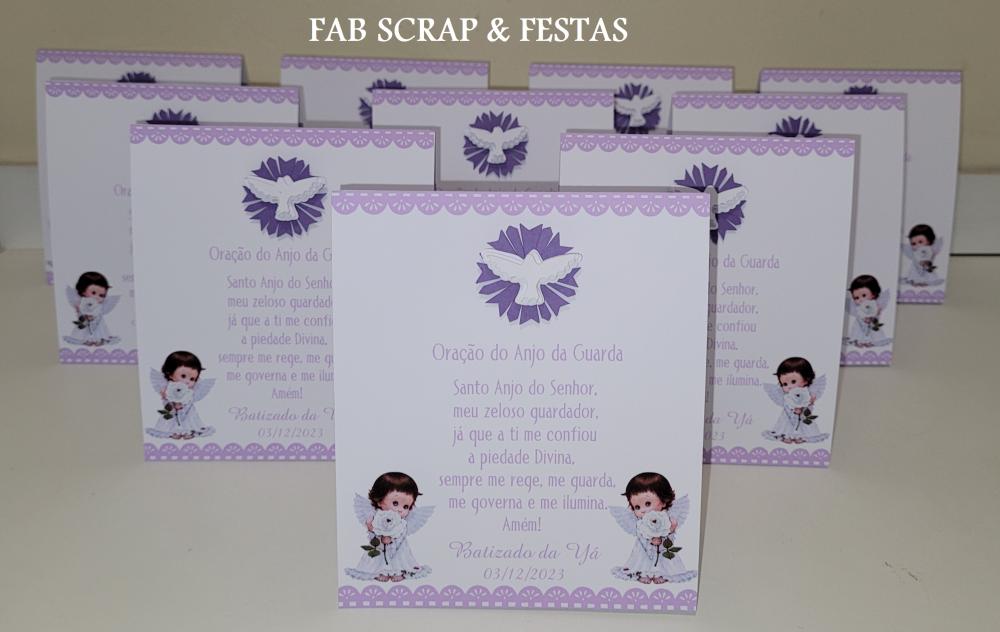 Oração Anjo da Guarda Branco e lilás