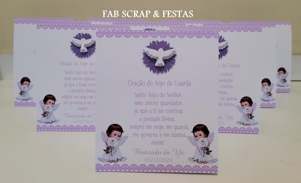 Oração Anjo da Guarda Branco e lilás