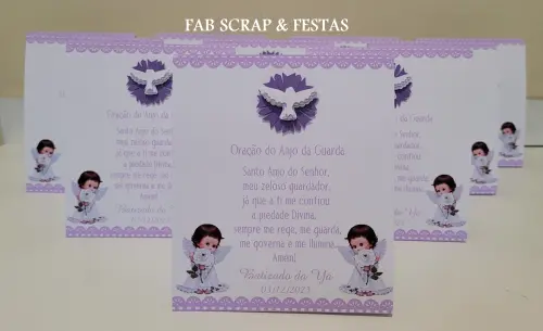 Oração Anjo da Guarda Branco e lilás