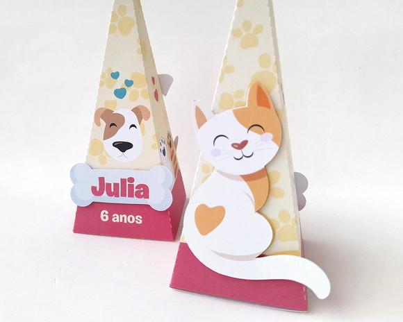 Caixa Pirâmide Pets Gatinho Cachorrinho