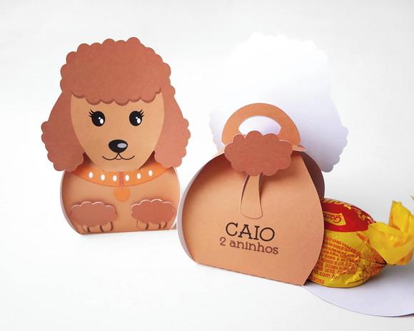 Caixinha Cachorrinho Poodle Marrom