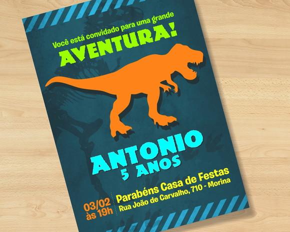 Convite Virtual Dinossauro Neon