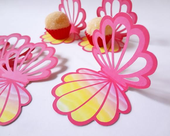 Forminha Concha Rosa e Amarelo - Pacote 10 un