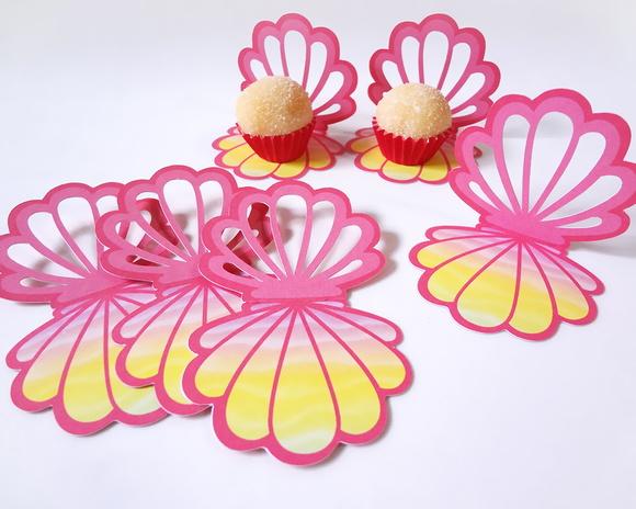 Forminha Concha Rosa e Amarelo - Pacote 10 un