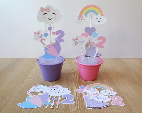 Kit Papelaria para Centro de Mesa Chuva de Amor