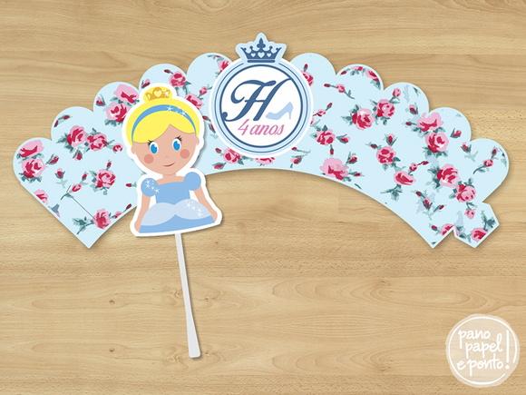 Saia e Topper Cupcake Cinderela