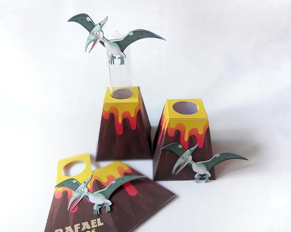 Porta Tubete Vulcão Dinossauro