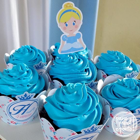 Saia e Topper Cupcake Cinderela