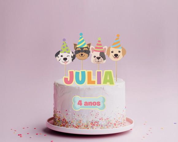 Topo de Bolo Pet Shop Cachorrinhos