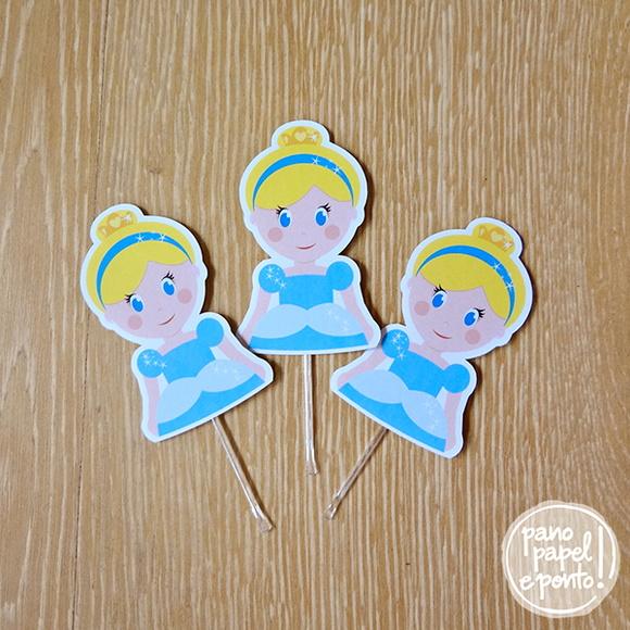 Topper Cupcake Cinderela - Pacote 20 un
