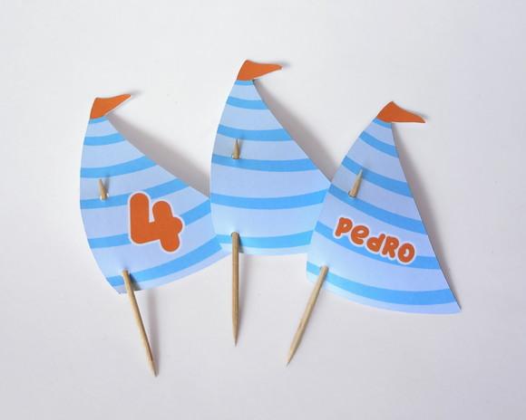 Topper Vela Barco - Pacote 30 un