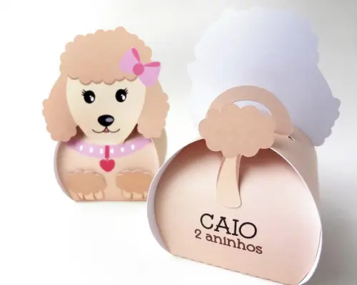 Caixa Cachorrinho Poodle Creme