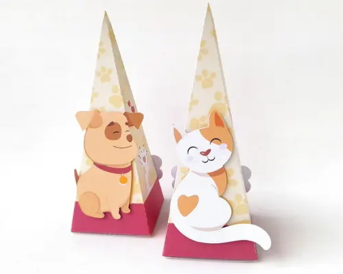 Caixa Pirâmide Pets Gatinho Cachorrinho