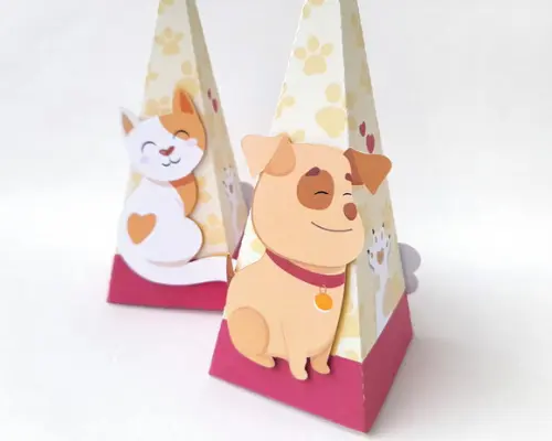 Caixa Pirâmide Pets Gatinho Cachorrinho