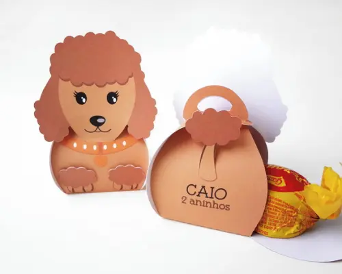 Caixinha Cachorrinho Poodle Marrom