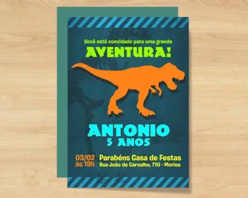 Convite Virtual Dinossauro Neon