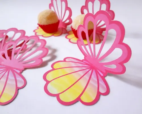 Forminha Concha Rosa e Amarelo - Pacote 10 un