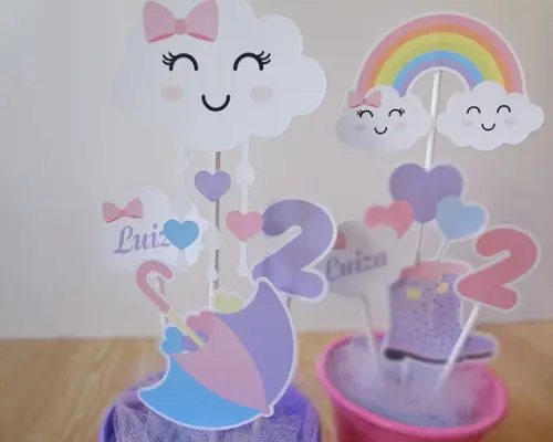 Kit Papelaria para Centro de Mesa Chuva de Amor