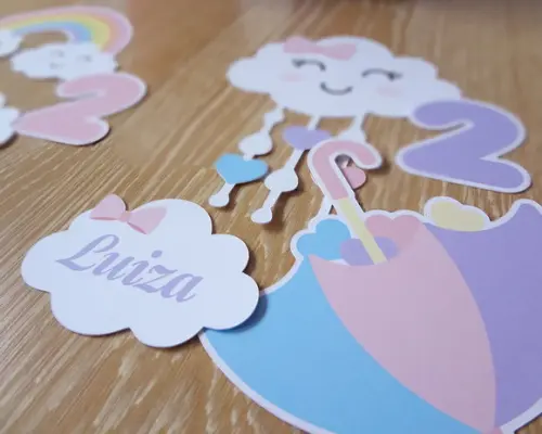 Kit Papelaria para Centro de Mesa Chuva de Amor