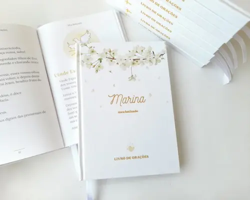 Lembrancinha Batizado Livro de Orações Cerejeira Branca