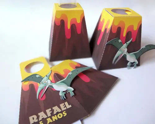 Porta Tubete Vulcão Dinossauro