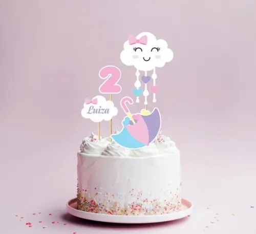 Topo de Bolo Chuva de Amor