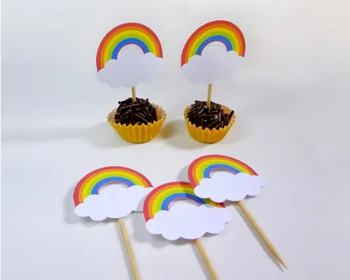 Topper Nuvem Arco Íris - Pacote 30 un