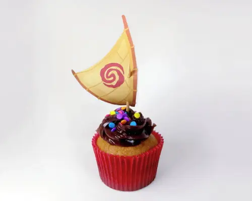 Topper Vela Barco Moana Cupcake - Pacote 30 un
