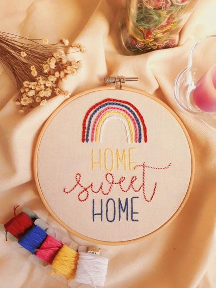Enfeite de Porta Bordado - Home Sweet Home