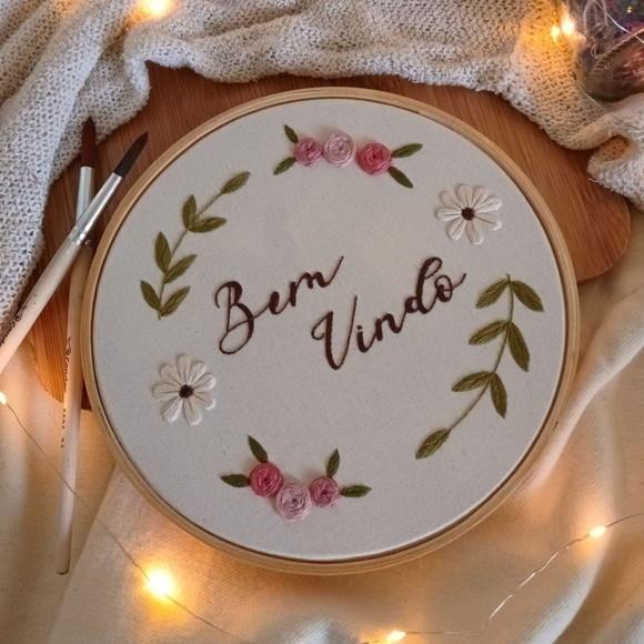 Quadro Bordado - Bem Vindo