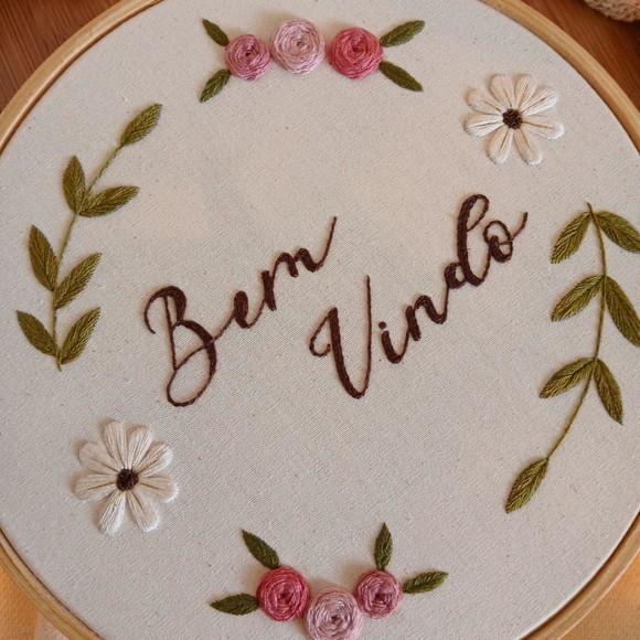 Quadro Bordado - Bem Vindo