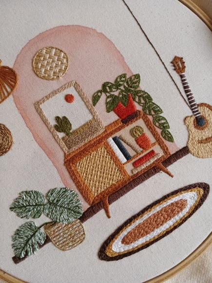 Quadro Bordado - Casa Boho