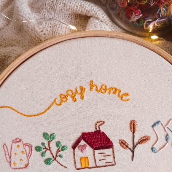 Quadro Bordado - Cozy Home, Warm Heart