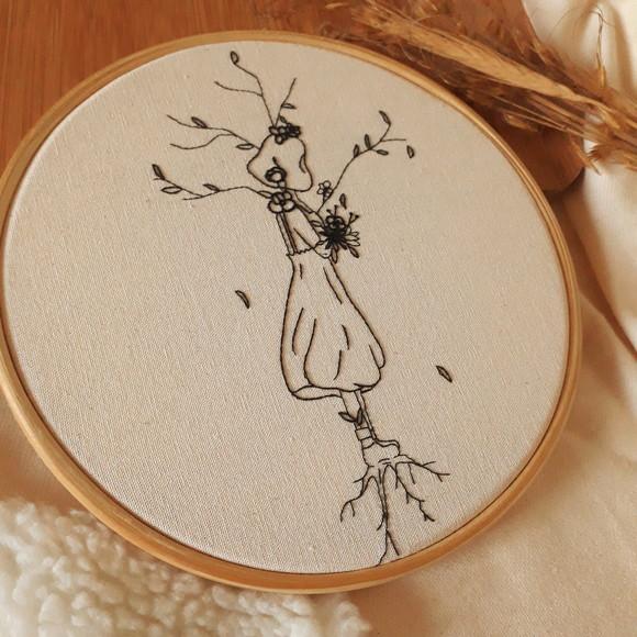 Quadro Bordado - Crescer e Florescer