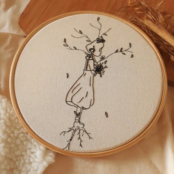 Quadro Bordado - Crescer e Florescer