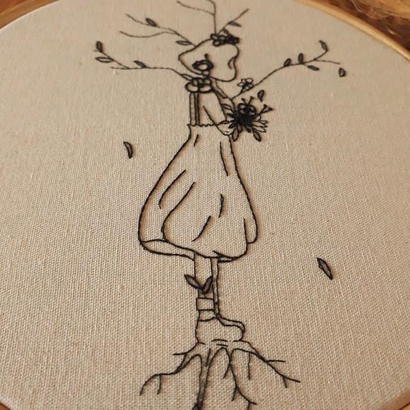 Quadro Bordado - Crescer e Florescer