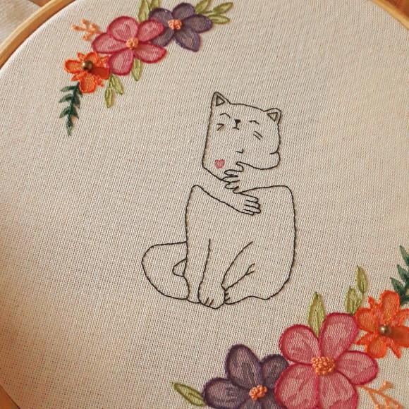 Quadro Bordado - Gatinho