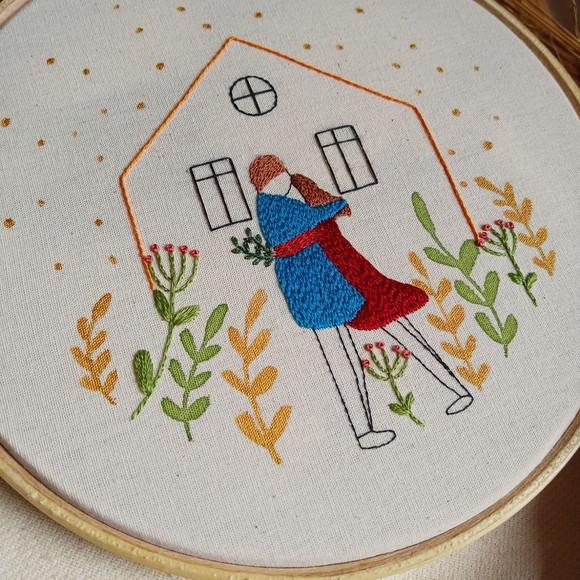 Quadro Bordado - Meu Lar - Dia dos Namorados