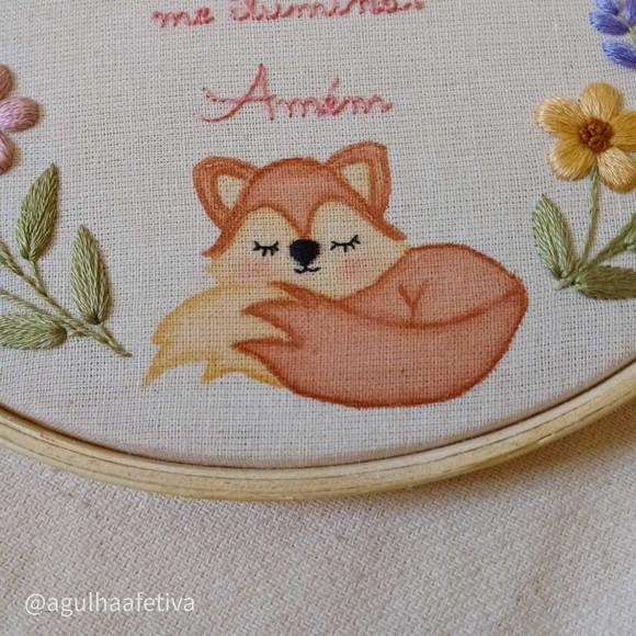 Quadro Bordado- Oração Santo Anjo