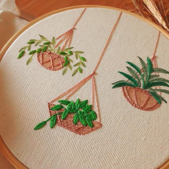 Vaso de Planta - Quadro Bordado