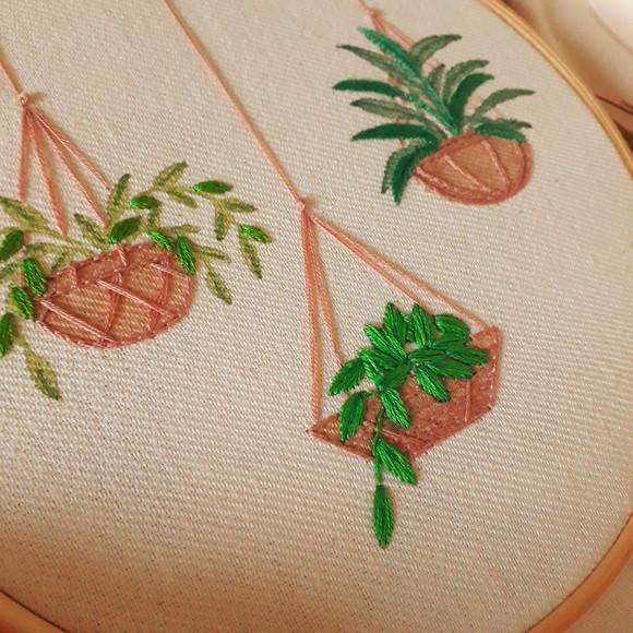 Vaso de Planta - Quadro Bordado