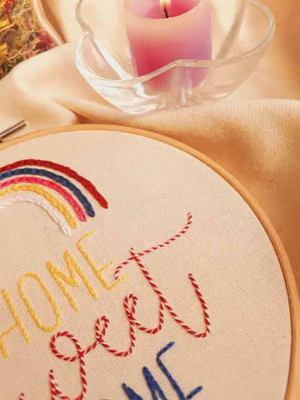 Enfeite de Porta Bordado - Home Sweet Home