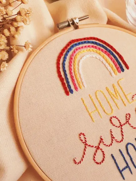 Enfeite de Porta Bordado - Home Sweet Home