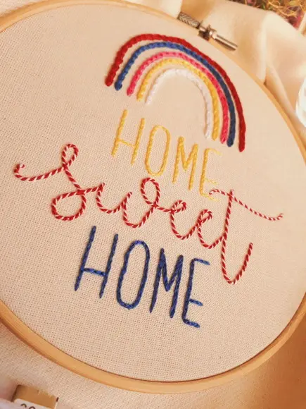 Enfeite de Porta Bordado - Home Sweet Home