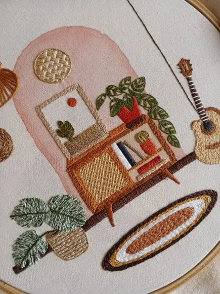 Quadro Bordado - Casa Boho
