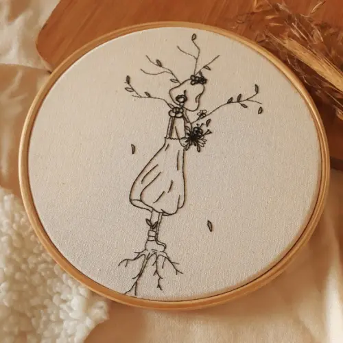 Quadro Bordado - Crescer e Florescer